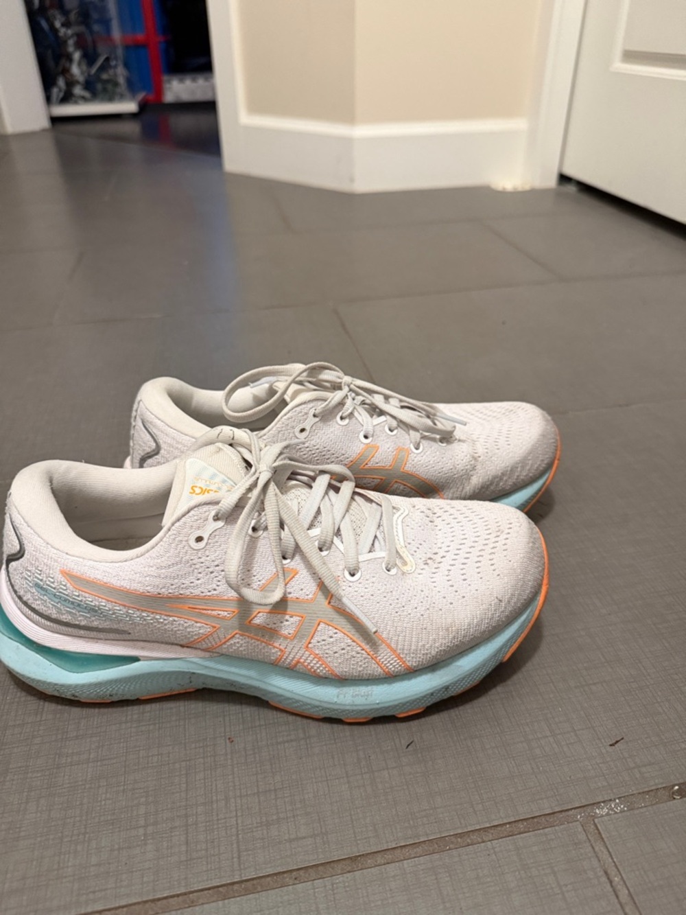 ASICS Women's White Running Shoes with Mint Midsole and Coral Accents